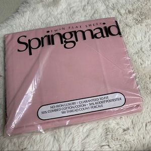 Vtg. Pink Springmaid Flat Sheet Twin Bed Bedding